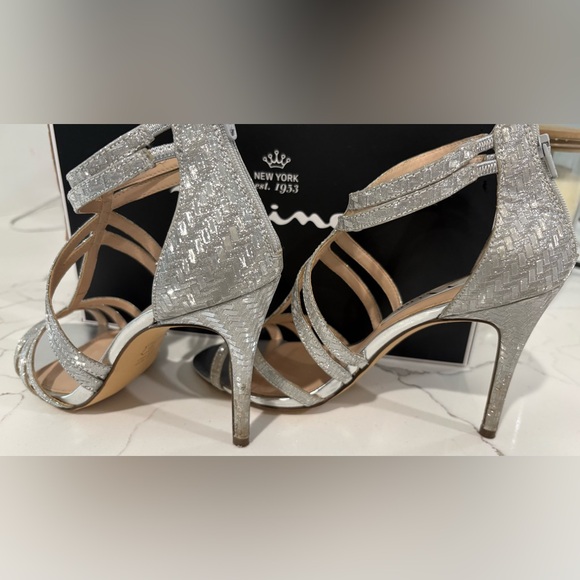 Nina Sparkling Silver Strappy Heels - Picture 4 of 9